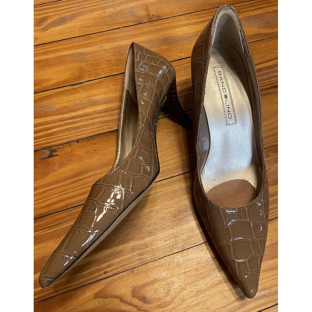 BANDOLINO Brown Snake Print‎ Heels Size 7.5 M